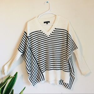 Black and cream striped knit sweater